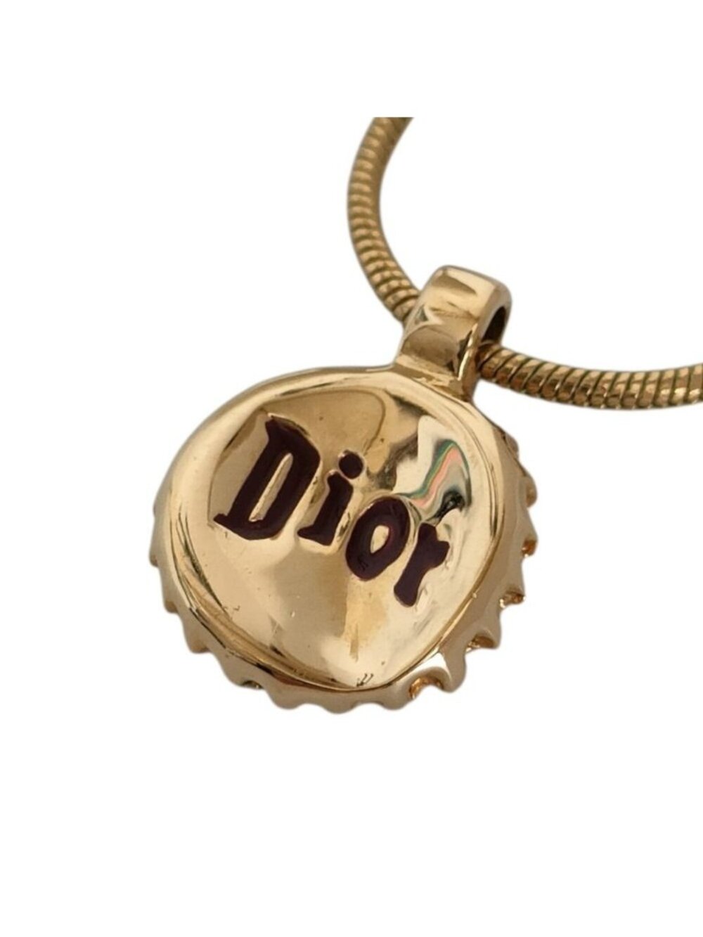 Dior Cap Motif Logo Chain Pendant Gold Colored